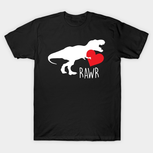 Rawr T-Rex Dinosaur Heart Love Valentine's Day T-Shirt by theperfectpresents